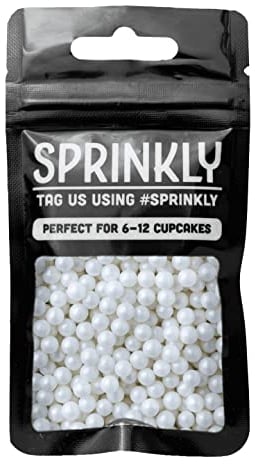 Simply Topps Sugar Dragees Cake & Cupcake Decoration Sprinkles, 6 mm, Glimmer Pearl White, 30G