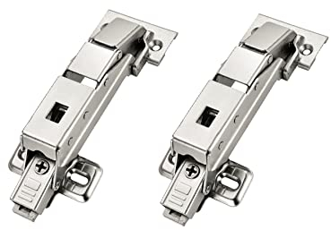 LOOTICH 110 Grad Clip-On Eckanschlag und Innenanschlag Soft Close Hydraulisch Scharnier mit Integriertem Dämpfer Topfscharnier für Küchenschrank Kleiderschrank Schranktür Möbel ohne Bohraktion 2 Stück