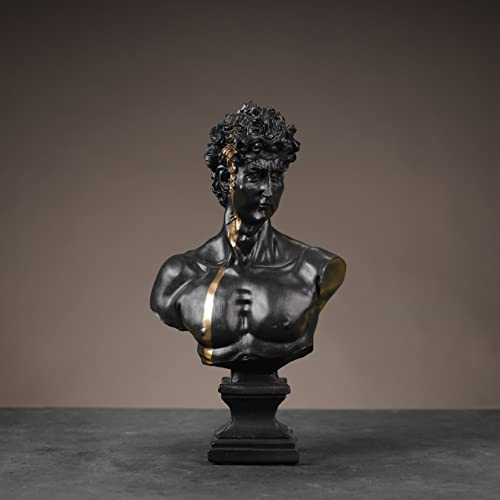 furni24 Wohnaccessoires Deko, Handgefertigt, Dekoartikel, Skulpturen,Statuen (Moderne David-Skulptur/Schwarz)