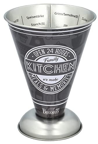 Birkmann, Colour Kitchen, Messbecher, Grau, Family kitchen, Skala für Liter, Zucker, Mehl, Reis, Kakao, Speisestärke, Griess, Tassen (für amerikanische Rezepte), Flüssigkeiten bis 250 ml, 422957