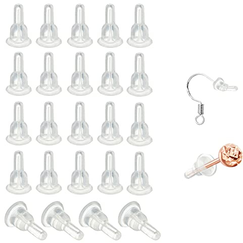 50pcs Silicone Earring Backs, Full-Cover Clear Earring Backs, Dust-Proof, Hypoallergenic Soft Ear Safety Pads Backstops for Stabilize Earring Studs Hooks (10x6mm)