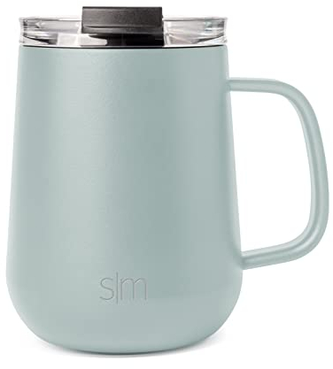 Simple Modern Tasse de Café de Voyage avec Anse | Gobelet Thermique à Café en Acier Inoxydable avec Tasse pour Thé | Cadeaux pour Femmes et Hommes | Voyager Collection | 350ml | Sea Glass Sage