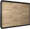 MEBLE KRYSPOL Tokyo 250 Kleiderschrank mit DREI Schiebetüren für Schlafzimmer – moderner Aufbewahrungsschrank mit Kleiderstange und Regalen – 250x200x62cm - Mattschwarz + Sonoma