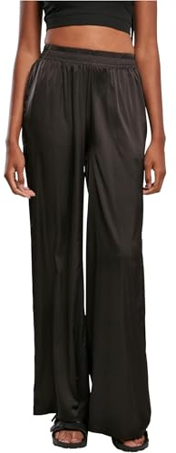 Urban Classics Damen Women's Satin Wide Leg Trousers Pants, Schwarz, M EU