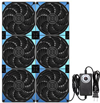 120mmx6 720mm Adjustable Computer PC Vent Fans 3V-12V Speed Controller for Flexible Arrange Cabinet Rack Space Window Wall Server Mining Rig Chicken Coop Exhaust Cooling