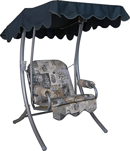 Angerer Freizeitmöbel GmbH Hollywoodschaukel 1-Sitzer - Gartenschaukel Made in Germany - Schaukel zum Sitzen und Entspannen - einfache Montage (Grau-Beige Gemustert)