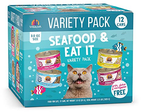 Weruva, Cat Classic Seafood & Eat It! Variety Pack Canned Cat Food, 3 Ounce, 12 Count