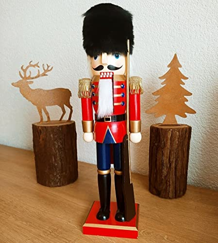 MIKONI Weihnachtsdeko Nussknacker 35 cm Hoch Holz Weihnachtsmann Soldat Natural Breit Hoch Breit Mehrfarbig Holzfigur König (Modell 10 (A8))