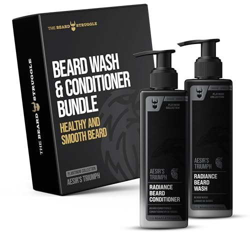 The Beard Struggle - Radiance Beard Wash & Conditioner Bundle - Pack of 2 (Aesir's Triumph) - Nourish, Cleanse, Softens, & Strengthens Beard - Beard Wash and Conditioner for Men