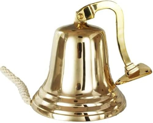 Victorian Crafts Solid 8'' brass ship pub door bell with heavy mounting bracket& lanyard