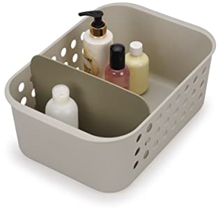Joseph Joseph EasyStore - Aufbewahrungskorb für Badutensilien mit beweglicher Trennwand - groß, beige