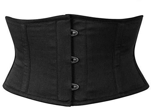 Womens Waist Trainer Cincher Heavy Duty Steel Boned Underbust Waspie Cotton Corset (as1, alpha, l, regular, regular, Black)