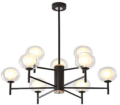 G9 Nordique Lustre En Verre En Boule,Lustre à Boule à Bulles Créatif,Pour Salon Salle Salle à Manger Chambre Chambre Modèle-Noir. 9 têtes