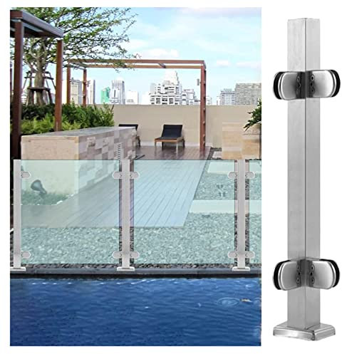 Poteau garde corps verre pince 24 30 35 39 43 47 Poteau de balustrade en verre de 51 pouces de hauteur, Pince de poteau de balustrade de balustrade de clôture de piscine en verre d'acier inoxydable 30