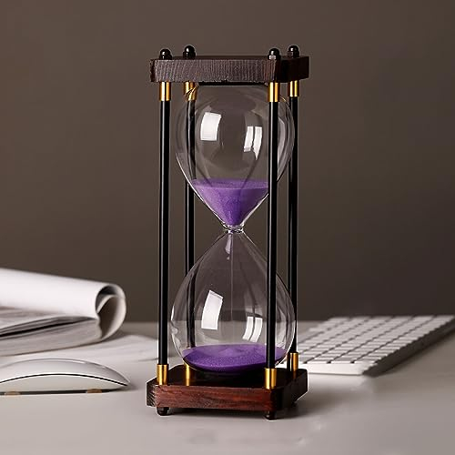 XunZheng 15 Minutes Hourglass Sand Timers,Wooden Frame Decorative Sand Timer,Timer Kids,Apply To Office Ornament,Kitchen,Egg Timer,Classroom Teachers Hourglass,Brushing Teeth (White Sand,Large Size)