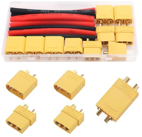 YIXISI 5 Paires XT90 Batterie Connecteur, XT90 Connecteur mâle et Femelle, avec Thermorétractable Tube, pour RC Lipo Battery