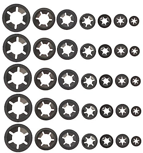 ULTECHNOVO 420 Stk Haltering Für Lagerschelle Blumenscheibe Flache Klemme Innere Zahnscheiben Pflaume Unterlegscheibe Sicherungsringe Clipringe Clips Kohlenstoffstahl Flacher Clip Sternform