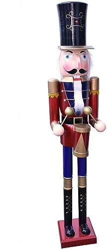 BAKAJI Soldato Schiaccianoci di Natale in Legno Gigante Altezza 106 cm Abiti Dipinti Barba e Capelli in Peluche con Meccanismo Funzionante Decorazioni Natalizie (Design 16)