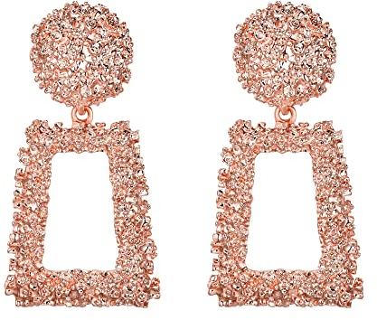 EVER FAITH Rechteck Ohrringe Champagne Rosegold Metall Statement Geometrische große Quadratische Tropfen-Ohrringe für Damen und Mädchen