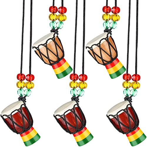 Rtxbvg 5 Stück Series Instrumentenhalsketten Djembe Trommel Mini Anhänger afrikanische Trommel Halskette aus Trommeln und Schlagzeug