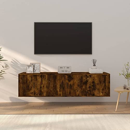 Annlera 3-TLG. TV-Schrank-Set Räuchereiche Wohnwand Wohnzimmer Sideboard Hängend Wohnwand Hängend Wohnwand Modern Wohnzimmer Möbel Tv Schrank Tv Cabinet Wohnwand Holz Holzwerkstoff