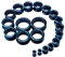 Longbeauty 20er Set/10 Paare Hart Silikon Tunnel Set Dehnungsset Ohr Piercing Schmuck Double Flared Stretching Expander 6MM-25MM, Schwarz/Blau