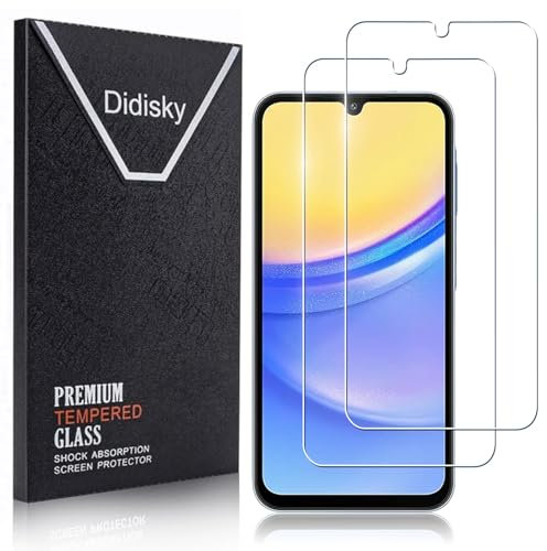 Didisky Lot de 2 Protecteur Verre Trempé pour Samsung Galaxy A15, Film Protection écran, dureté 9H, Pas de Bulles, Haute définition