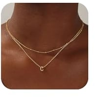 TINGN Gold Kette mit Buchstaben Damen, 14K Vergoldete Halskette Damen Gold Kette mit Buchstaben C Personalisierte Geschenke für Frauen Mädchen Golden Buchstabenkette Schmuck Frauen