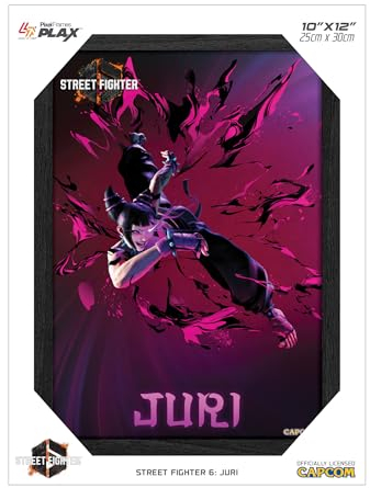 Level Up Labs Pixel Frames PLAX: Street Fighter 6: Juri – 3D-gerahmtes Linsenraster-Poster, 25,4 x 30,5 cm