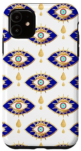 Blue and Gold Evil Eyes Case for iPhone 11