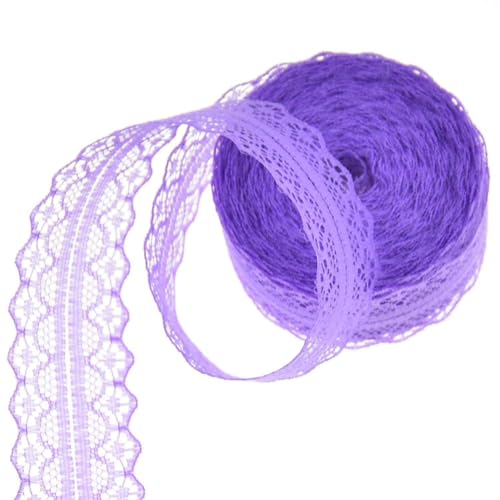 Wisafory Spitzenband 10m x 3cm Spitzenborte zum Nähen Spitzenbordüre Vintage Spitzenstoff Spitzenbesatz Dekoband Spitze Trim Zierband Spitzenbänder für DIY Hochzeit Dekoration Lila
