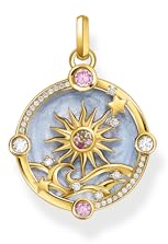 THOMAS SABO 2 Kettenanhänger blau mit Sonne und bunten Steinen vergoldet 925 Sterlingsilber, 750 Gelbgold Vergoldung, Kaltemail PE960-471-1