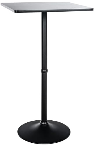 CLP Stehtisch Quadratisch I Eckige Tischplatte 60 X 60 cm | Stabiles Metallgestell | Farbe schwarz/schwarz