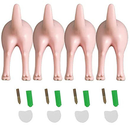 HOOLRZI 4Pcs Nordic Plastic Dog Tail Hooks Wall Mounted Coat Hat For Key Hanger Decorati Dog Tail Wall Hooks