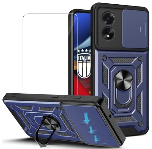 JDXHFF Coque Compatible avec TCL 50 SE (6.78) et 1 x Verre trempé écran Film Protecteur - PC Dur et TPU Silicone Housse Couverture avec 360°degrés Support Rotatif Étui Case Cover Bleu