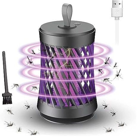 2-IN-1 Insektenvernichter elektrisch - Kabelloser Mückenfänger, Mückenlampe USB Mückenvernichter Lampe mit Akku & Ladekabel - 2024 Mückenfalle UV, starker Mückenschutz für Innen Schlafzimmer