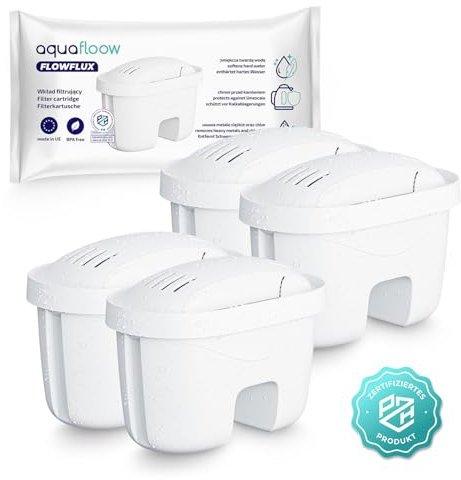 Aquafloow Aqua Flux, Cartucce filtranti per il Trattamento dell'Acqua 4 Unità | Compatibili con Laica Bi-Flux, PearlCo, Dafi Unimax | Riduce Cloro, Calcare e Impurità