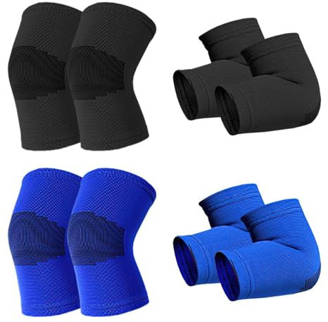 CWPFVQA 2 Set Di Gomitiere E Ginocchiere, Ginocchiere Sportive, Ginocchiere Elastiche E Traspiranti, Equipaggiamento Protettivo Sportivo Per Bambini, Adatte Per La Corsa E Il Basket (M)
