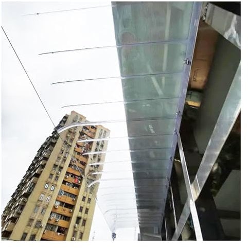 Front Door Canopy Window Awning Outdoor Porch Awning Rain Snow Protection Polycarbonate Impact Resistance Rain Shelter Roofing Canopy Extensible for Window and Door Protection (50x290cm/2m)