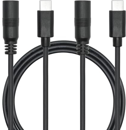 Riertostng Cable de alimentación DC 5.5mm x 2.1mm a USB C 1M/3FT, DC 5521 hembra a USB tipo C macho 5V 3A, cable de carga, extensión para lámpara de escritorio LED, ventilador pequeño, etc. (2