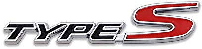 Chrom-Metall-Typ-S-Logo, Auto-Frontgrill-Emblem, Premium-3D-Rennsport-Turbo-Power-Grill-Abzeichen (schwarz und rot)