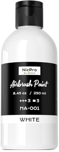 Nicpro Grand ensemble de peinture pour aérographe (250 ml) - Prête à pulvériser - Opaque - Acrylique à base d'eau - Pour modèle, bois, toile, métal, plastique, cuir, pour débutants et artistes