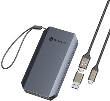 Yottamaster 512GB Esterno SSD, Fino a 460MB/s, 2 in 1 USB-C/A cavo con laccetto, Portatile SSD Compatto Compatibile con iPhone 16/Smartphone/Tablet/PC Portatili