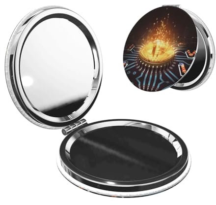 CHANGLEI Processeur d'ordinateur avec miroir de maquillage compact à lumière magique, miroir double face pour sac à main, voiture, maison