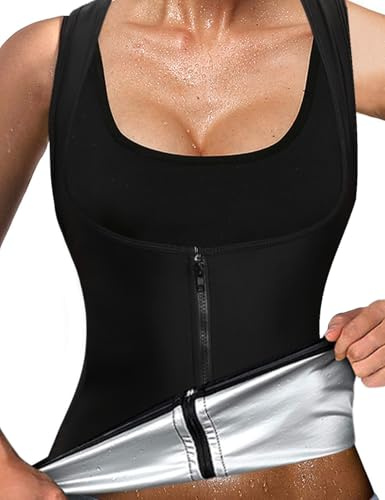DownLTL Camiseta Chaleco Neopreno Sauna Mujer Fajas Reductoras Compresión de Abdomen Sudoración para Deporte Fitness