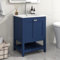 boorbin Mueble de baño individual con armario bajo 60 cm con lavabo de cerámica (azul)