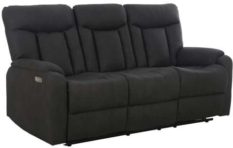 Sofa 3-Sitzer - Anthrazit - Mikrofaser - 1-motorig mit elektrischer Relaxfunktion