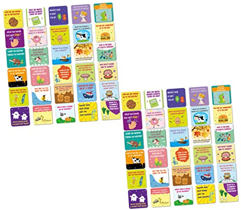 WEKAMOS 60pcs Lunchbox Notes and Joke Cards Handwritten Style, Cartoon Questions Note Cards for Kids Lunch Boxes, Motivational and Fun Party Favors for Children