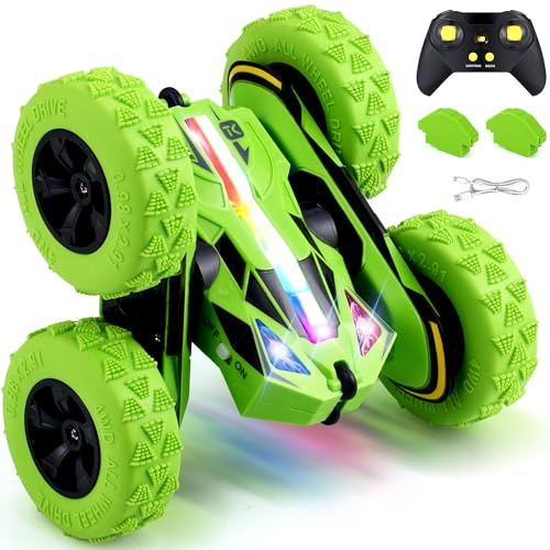Threeking Remote Control Cars RC Stunt Flip Car Crawler Toys for Kids 6+ | Quick-Swap Modular Battery, Double-Sided Stunt RC Car, Durable, Auto Demo, Soft Lights – Gifts for Boys Girls Ages 6-12