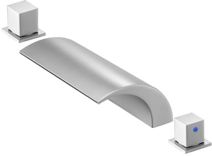 VEVOR Roman Tub Faucet, 3 Hole Waterfall Bathtub Faucet, Roman Bathtub Faucets Set with 2 Handles, Deck Mount Bath Tub Faucets Set for Pet Washing, Baby Care, Adult Bathing, Silver, Dual Water Flow
